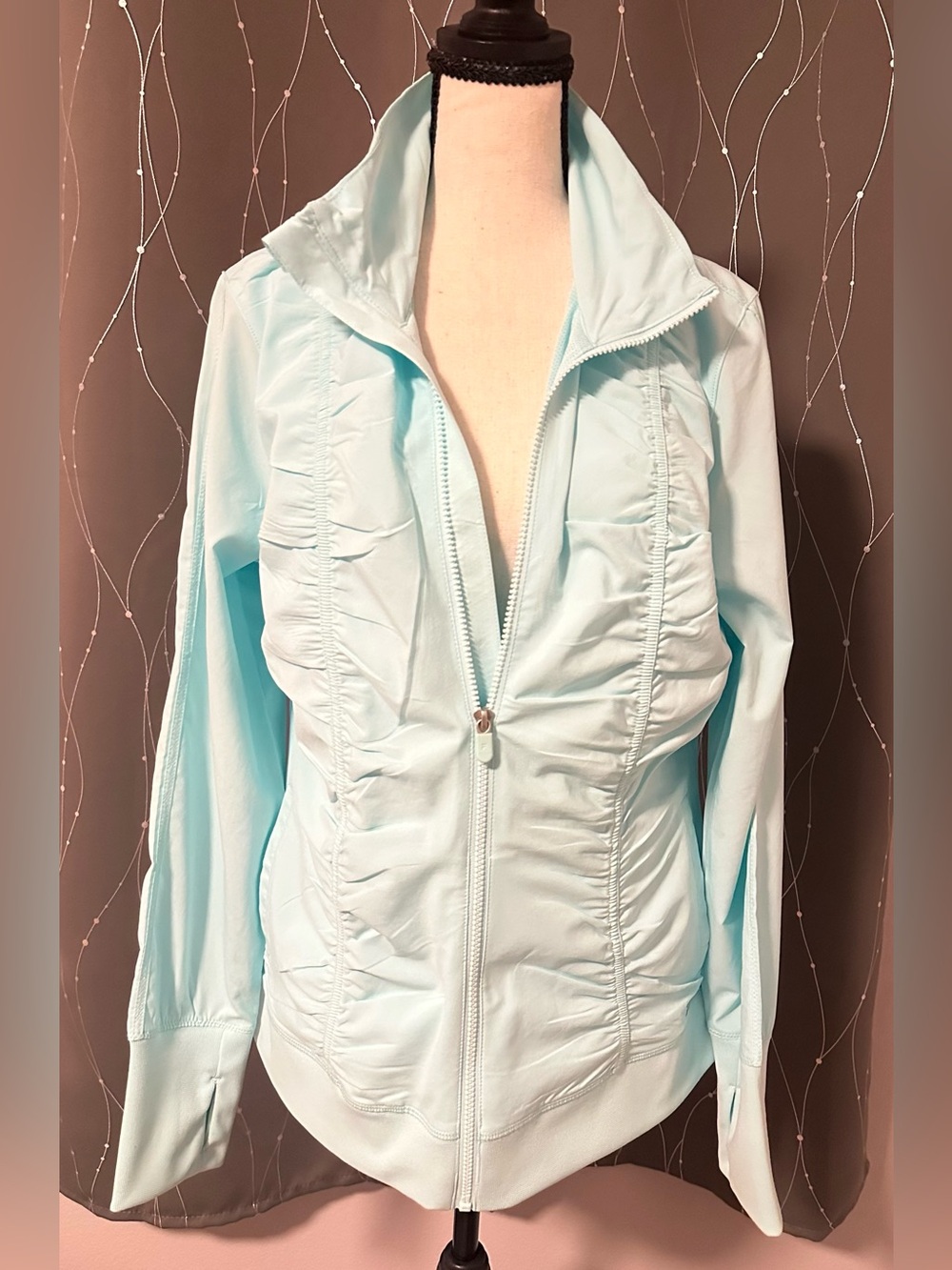 Fila Light Aqua Ruched Full‑Zip Women’s Jacket